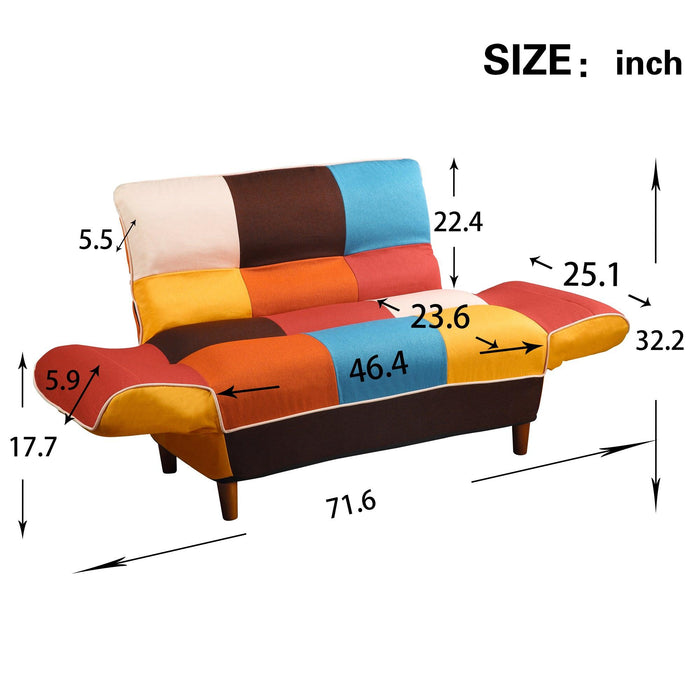 Small Space Colorful Sleeper Sofa, Solid Wood Legs
