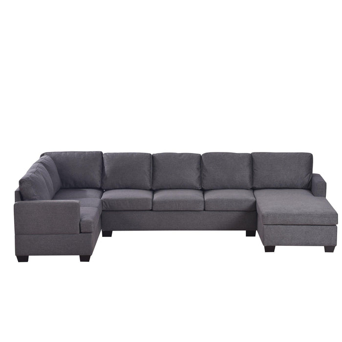 Modern Large Upholstered  U-Shape Sectional Sofa, Extra Wide Chaise Lounge Couch,  Grey