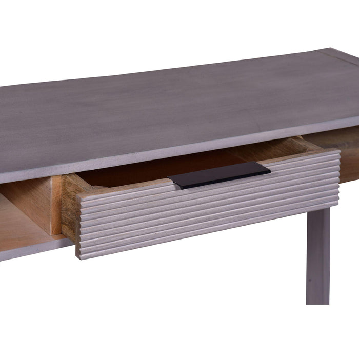44 Inch Minimalist Single Drawer, MaWood, Entryway Console Table Desk, Textured Groove Lines, Gray