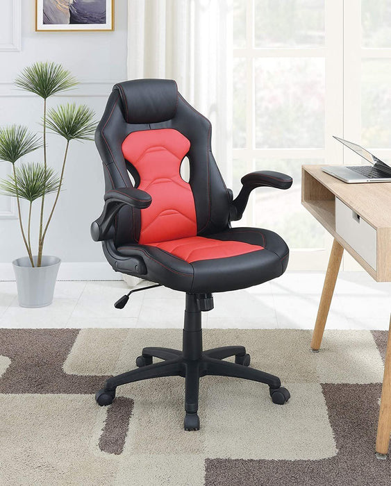 Office Chair Upholstered 1pc Comfort Chair Relax Gaming Office Chair Work Black And Red Color