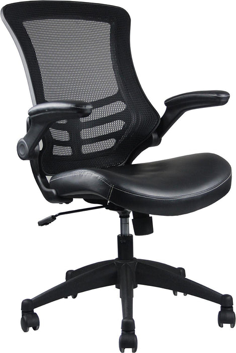Techni Mobili Stylish Mid-Back Mesh Office Chair with Adjustable Arms, Black