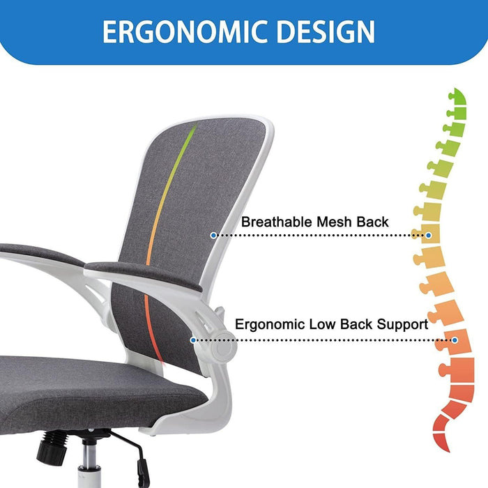 Office Chair Mesh High Back Computer Chair Height Adjustable Swivel Desk Chairs with Wheels,Adjustable Armrest Backrest,Gray