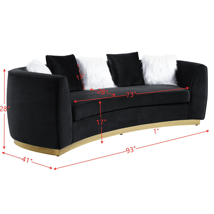 ACME Achelle Sofa w/5 Pillows in Black Velvet LV01045