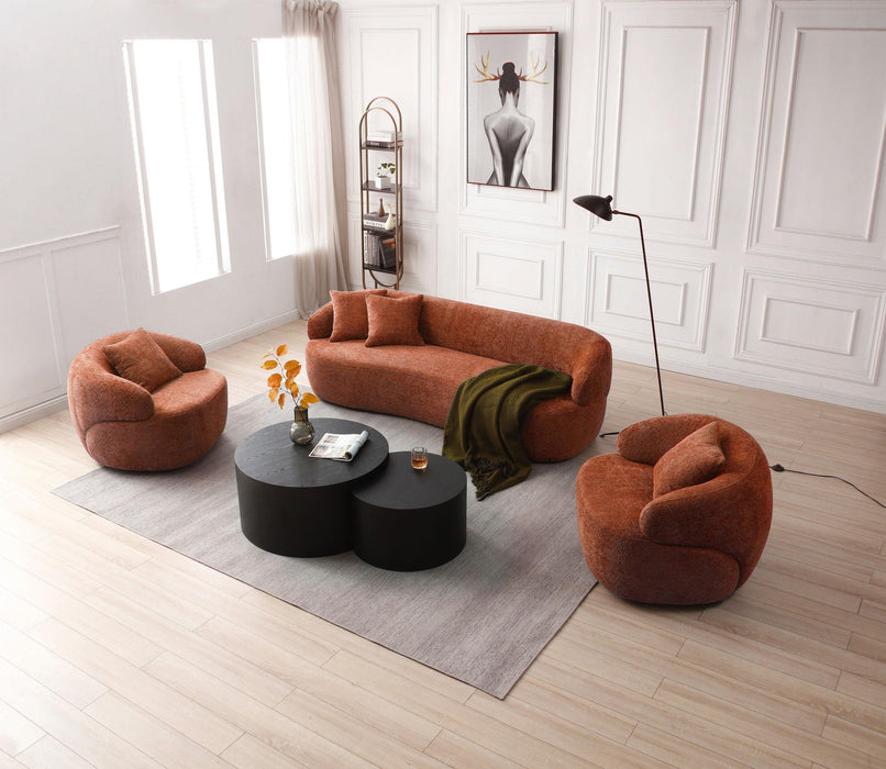 360° Swivel Mid CenturyModern Curved Sofa, 1-Seat Cloud couch Boucle sofa Fabric Couch, Orange
