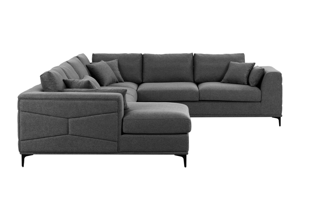 Large Sectional Sofa,145"(L)x117"(W) Classic Look with Tufted Pattern on Outer Armrest and Back, Dark Grey