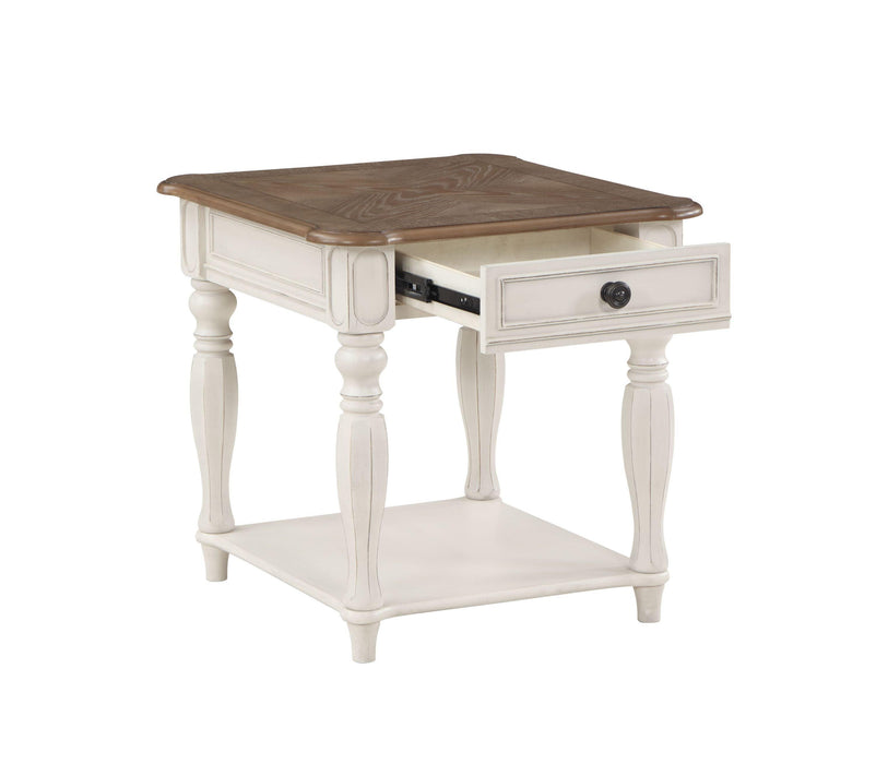 ACME Florian End Table in Oak & Antique White Finish LV01663