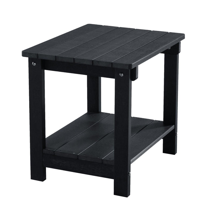 Key West Weather Resistant Outdoor Indoor Plastic Wood End Table, Patio Rectangular Side table, Small table for Deck, Backyards, Lawns, Poolside, and Beaches, Black