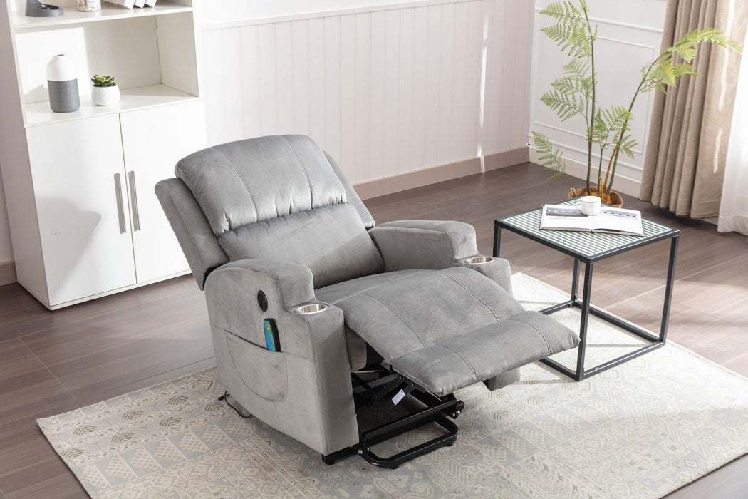 Electric Lift Recliner for the Elderly with Massage Therapy and Heat, Power Lift Chair, with 2 Cupholders, Sofa sSuitable for Living Room& Bed Room, Grey
