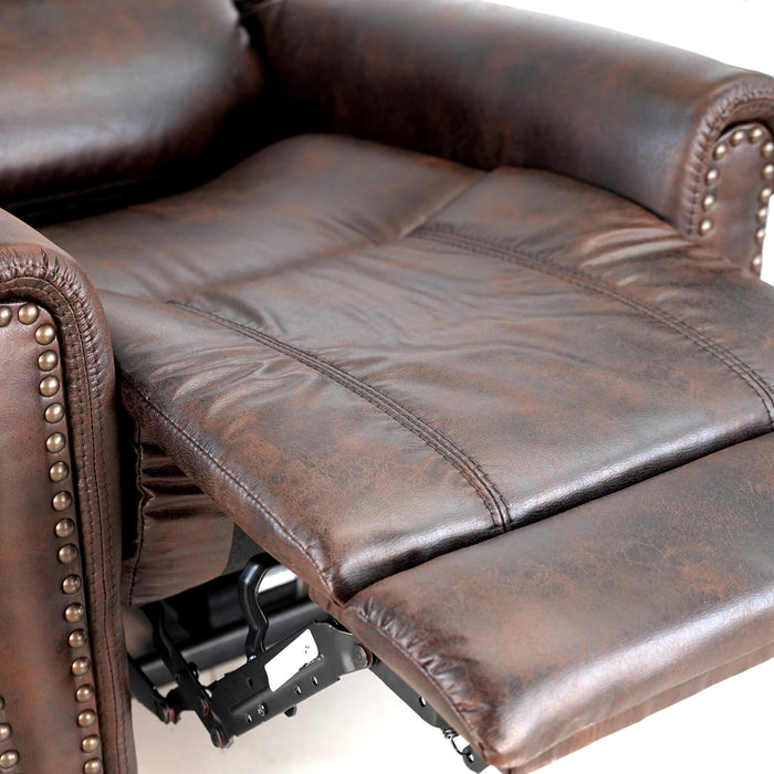 Leather Gel Brown 71" Width Power Reclining  Console Loveseat With Power Headrest ( Sofa )