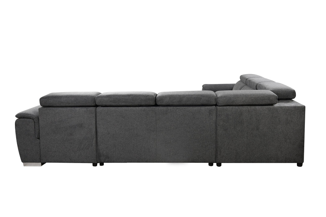 125"Modern U Shaped 7-seat Sectional Sofa Couch with Adjustable Headrest, Sofa Bed withStorage Chaise-Pull Out Couch Bed for Living Room ,Dark Gray