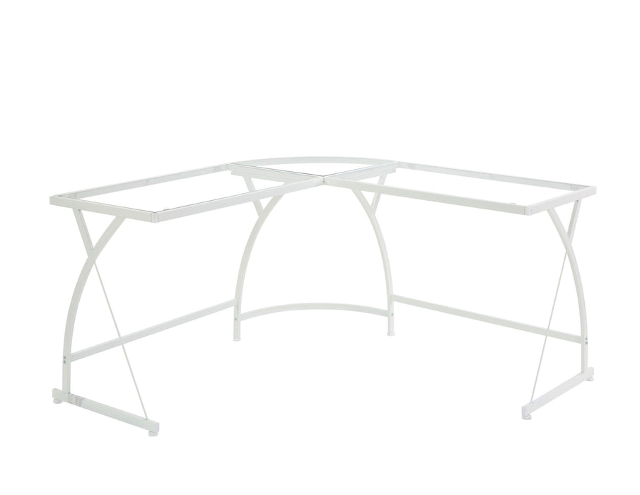 ACME Janison Computer Desk in Clear Glass & White Finish OF00052