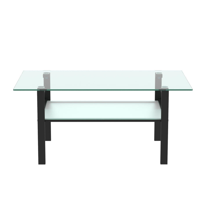 Transparent glass black coffee table,Modern simple, living room coffee table, side center table