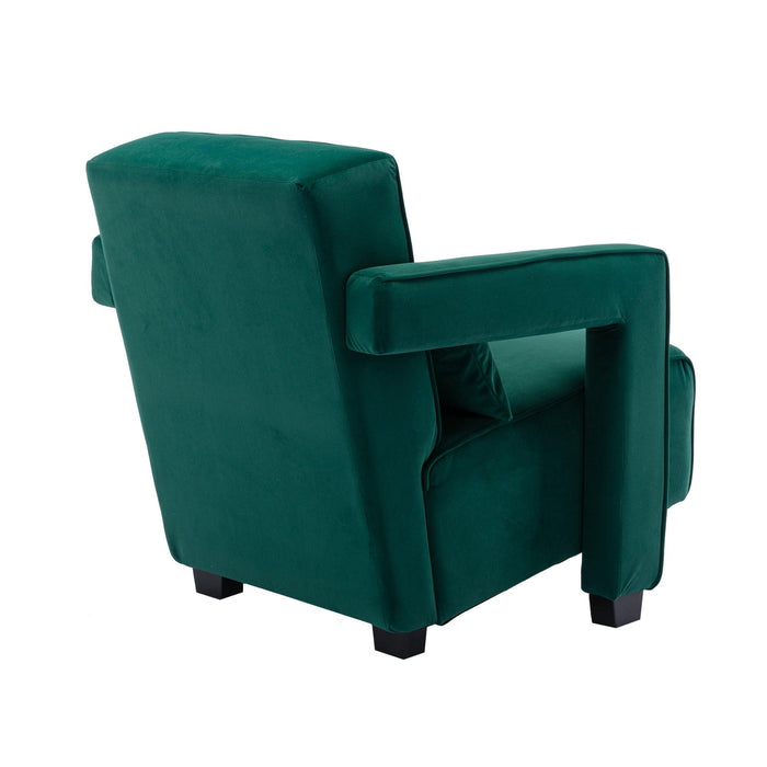 Modern  Velvet Open Back Upholstered Armchair with Pillow