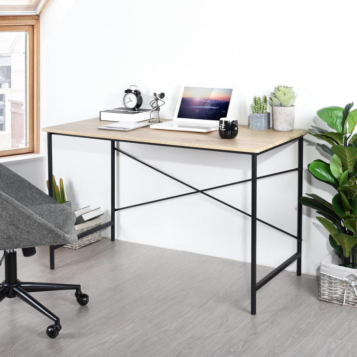 47.2“W x 23.6”D x 29.6“H Metal Frame Home Office Writing Desk - Oak & Black