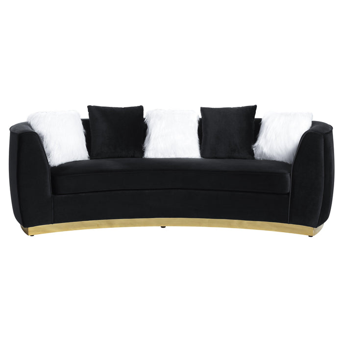 ACME Achelle Sofa w/5 Pillows in Black Velvet LV01045