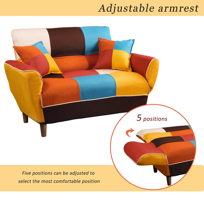 Small Space Colorful Sleeper Sofa, Solid Wood Legs