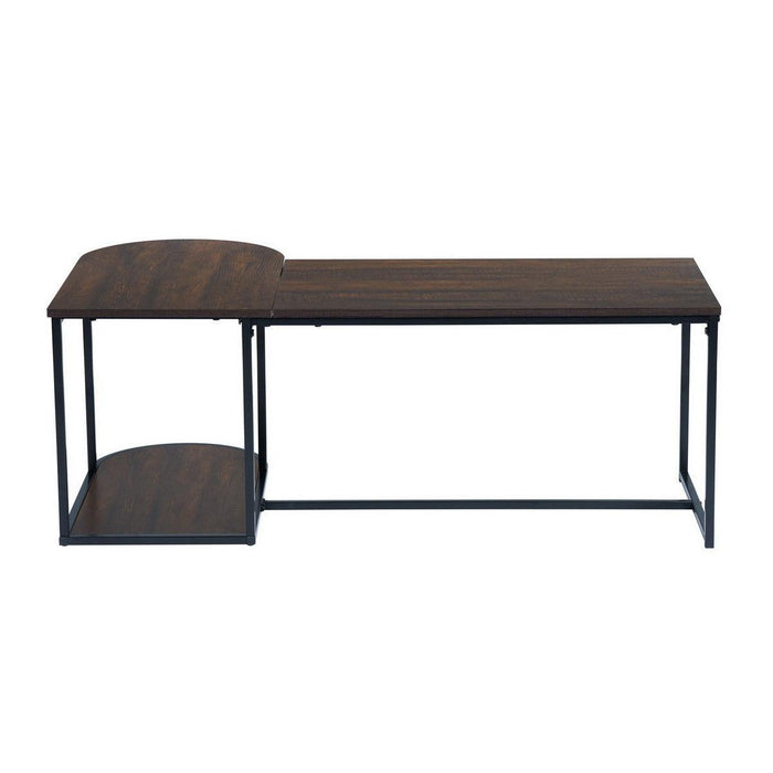 47.2''W x 25.6"D x 17.7"HModern Industrial Style Rectangular Wood Grain Top Coffee Table with Metal Frame - Walnut & Black