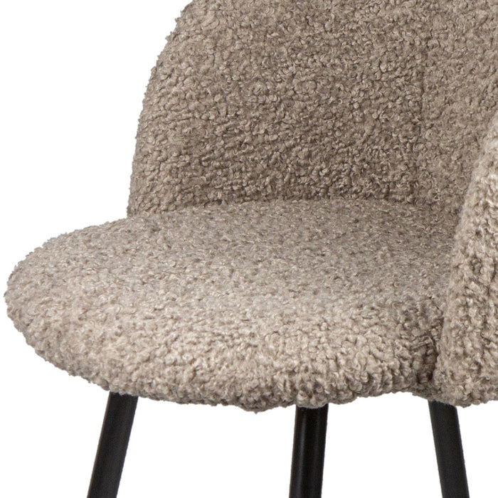 Upholstered teddy faux fur dining armrest chair set of 2 (Light Brown)