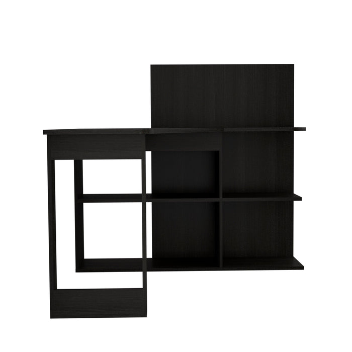 Fairfield 4-Shelf L-Shaped Computer Desk Black Wengue