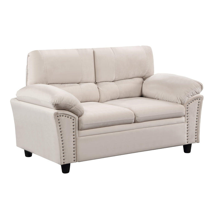 Two Seater Couch Loveseat Sofa Velvet Beige