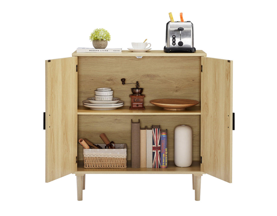 KitchenStorage cabinets with rattan decorative doors, buffets, wine cabinets, dining rooms, hallways, cabinet console tables, （Natural，31.5''LX 15.8''WX 34.6"H）.