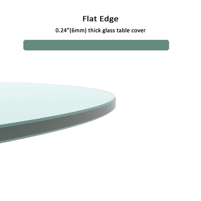 30" Inch Round Tempered Glass Table Top Clear Glass 1/4" Inch Thick Flat Polished Edge