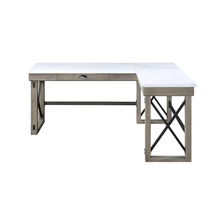 ACME Talmar Writing Desk w/Lift Top in Marble Top & Rustic Oak Finish OF00055