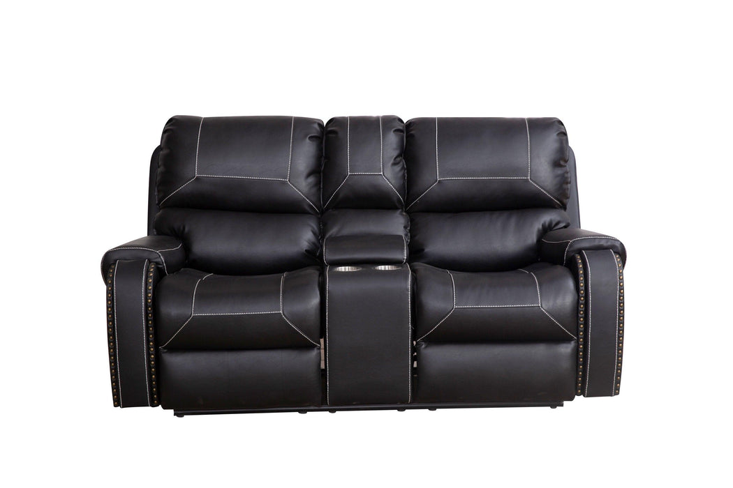 Faux Leather Reclining Sofa Couch Loveseat Sofa for Living Room Black