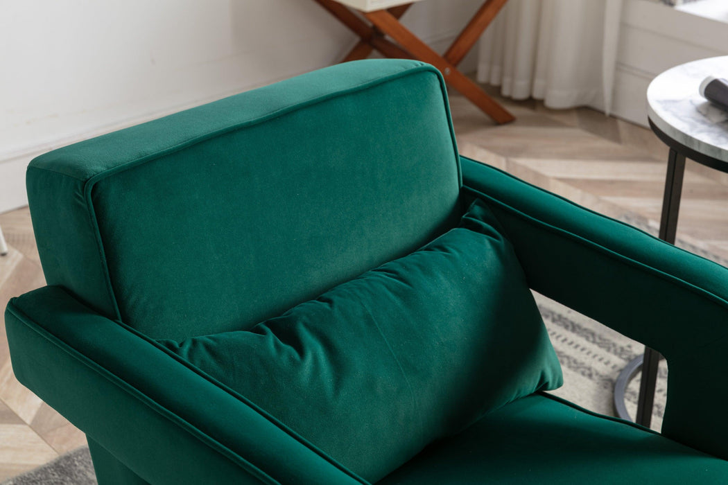 Modern  Velvet Open Back Upholstered Armchair with Pillow