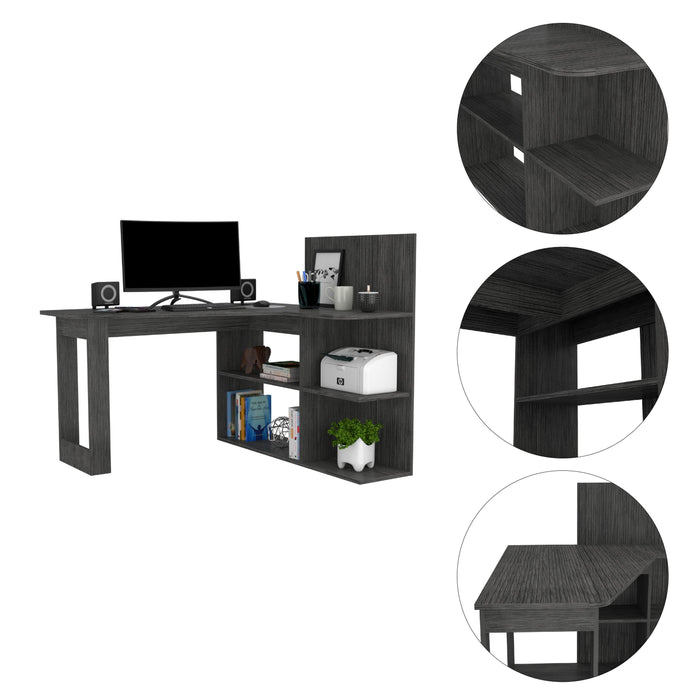 Fairfield 4-Shelf L-Shaped Computer Desk Smokey Oak