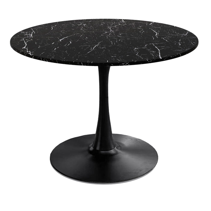 42.12"Modern Round Dining Table with Printed Black Marble Table Top,Metal Base  Dining Table, End Table Leisure Coffee Table