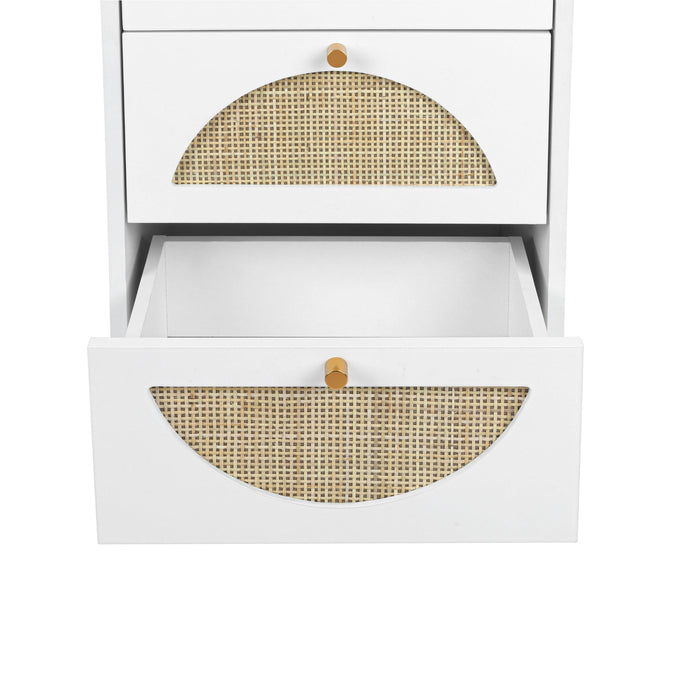 Natural rattan，4 drawer cabinet，Suitable for living room, bedroom and study，DiversifiedStorage
