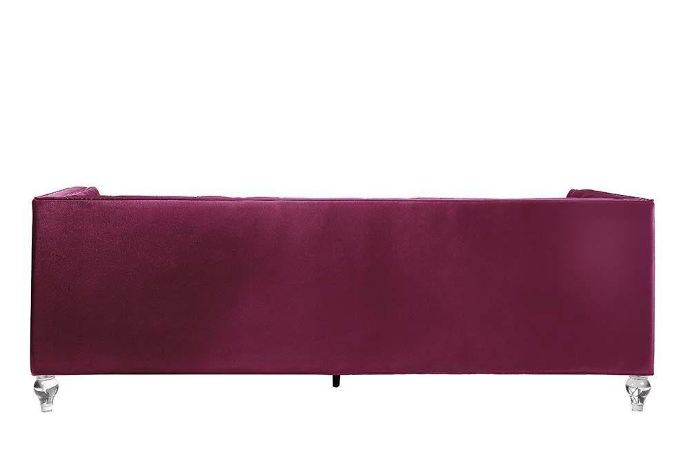 ACME Heibero Sofa w/2 Pillows, Burgundy Velvet LV01400