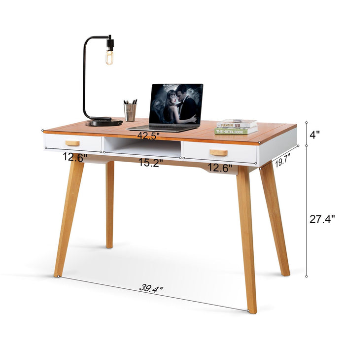 Wooden Vanity table Makeup Dressing Desk Writing Desk Computer Table with Solid Wood Top Panel
