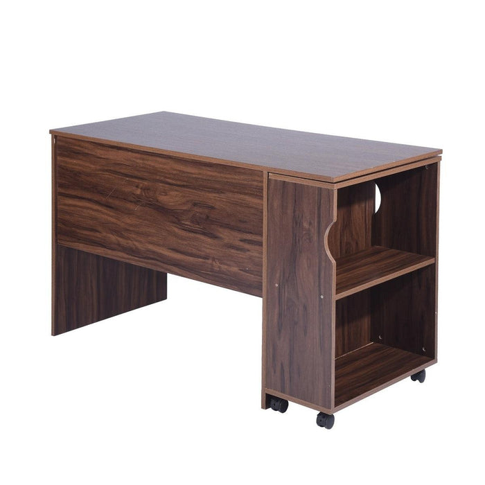 47.4" L Computer Desk with movable bookcase, brown