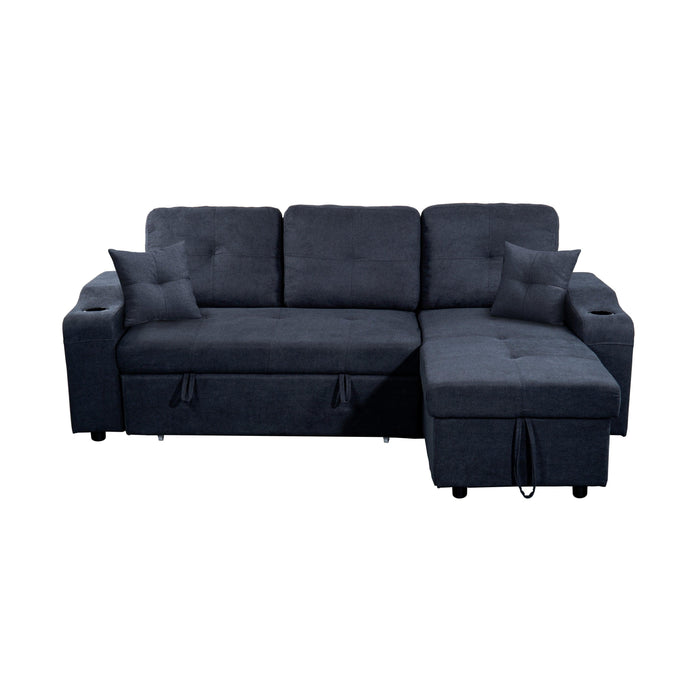 Right-facing sectional sofa with footrest, convertible corner sofa with armrestStorage, living room and apartment sectional sofa, right chaise longue and  dark  grey