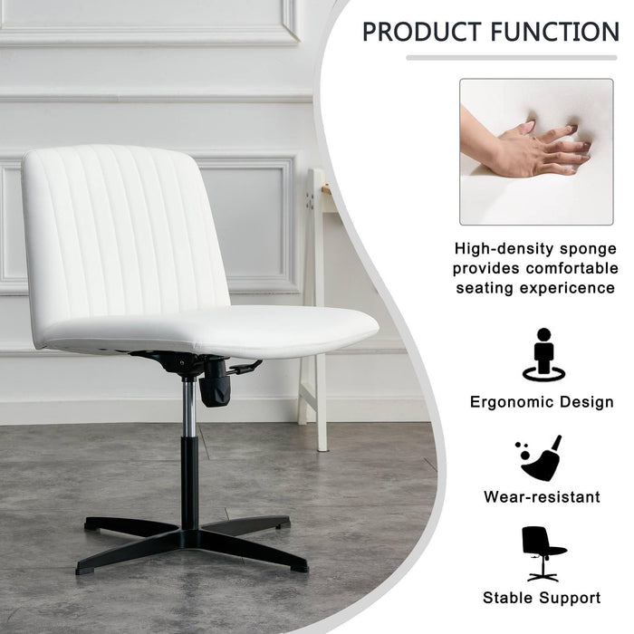 White High Grade Pu Material. Home Computer Chair Office Chair Adjustable 360 ° Swivel Cushion Chair With Black Foot Swivel Chair Makeup Chair Study Desk Chair. No Wheels