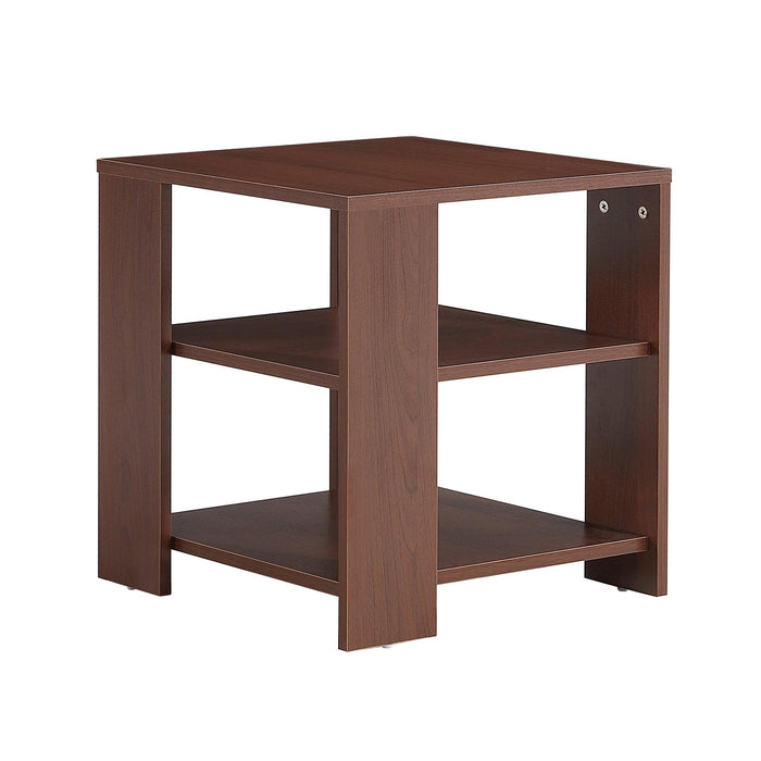 Square side table,simple style design,3-tier end table,wood living room nightstand,bedroom,easy assembly,1-pack, classic brown