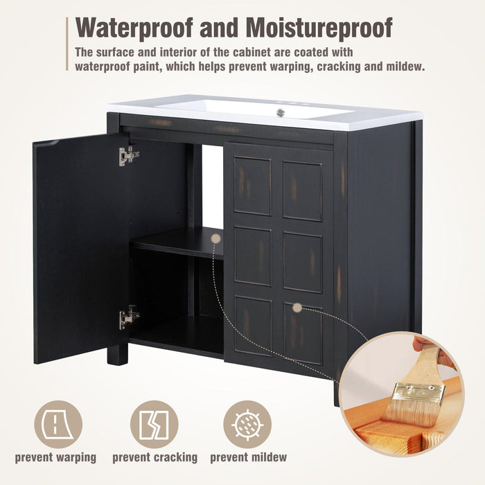 36" Bathroom Vanity Organizer with Sink,Combo Cabinet Set，BathroomStorage Cabinet,Retro Espresso