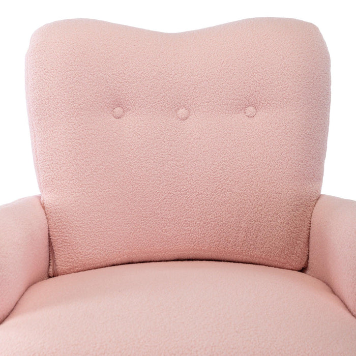 Cozy Teddy Fabric Arm Chair with Sloped High Back and Contemporary Metal Legs ,Pink