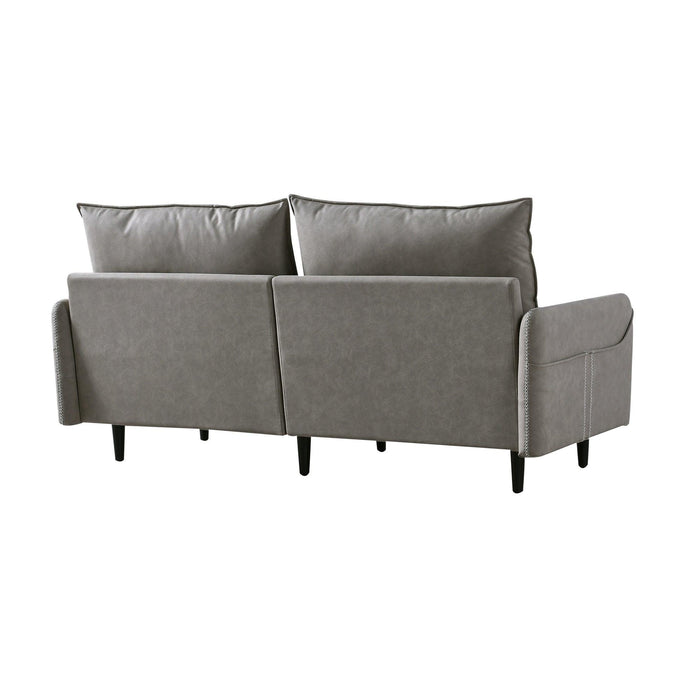 3-Seat Sofa Couch, Mid-Century Tufted Love Seat for Living Room, Bedroom,  2 Pillows Included,
three-seater sofa