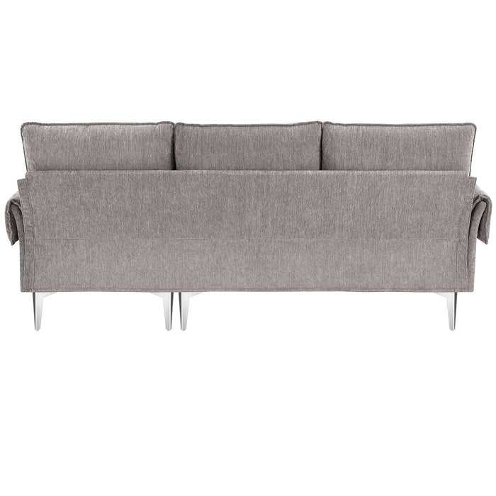 84 " Convertible Sectional Sofa,Modern Chenille L-Shaped Sofa Couch with Reversible Chaise Lounge, Fit for Living Room, Apartment(2 Pillows)