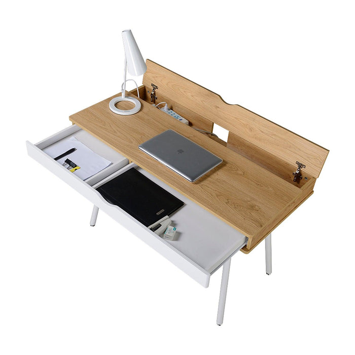 Techni MobiliModern MultiStorage Computer Desk withStorage, Pine