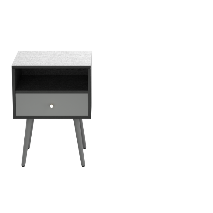 UpdateModern Nightstand with 1Drawers, Suitable for Bedroom/Living Room/Side Table (Dark Grey)