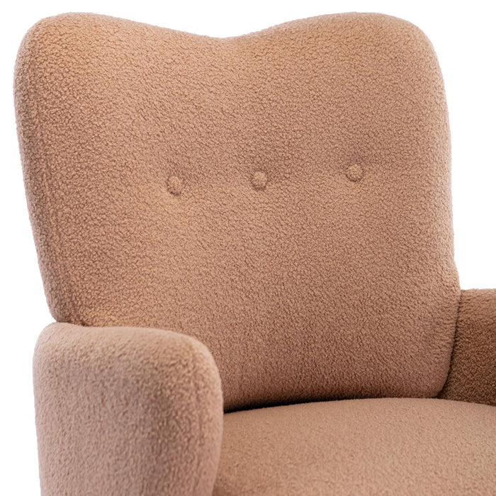 Cozy Teddy Fabric Arm Chair with Sloped High Back and Contemporary Metal Legs ,Espresso
