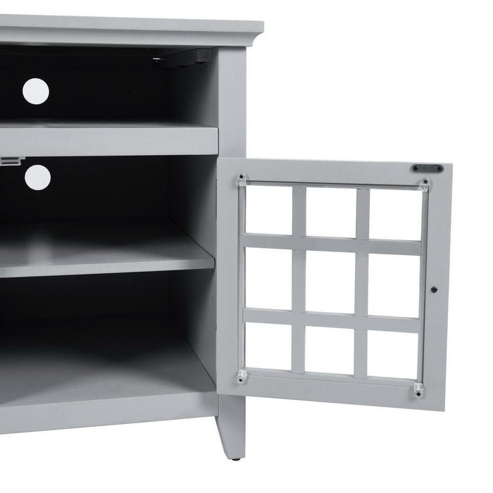 48 INCH TV Stand， TV Stands & Entertainment Centers with 3-Door Cabinet