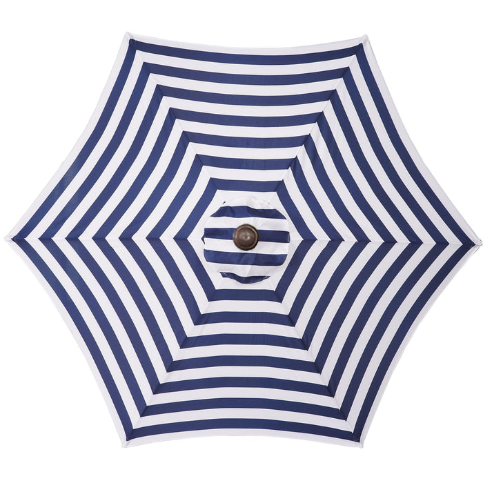 Outdoor Patio 8.6-Feet Market Table Umbrella With Push Button Tilt And Crank, Blue/White Stripes[Umbrella Base is not Included]