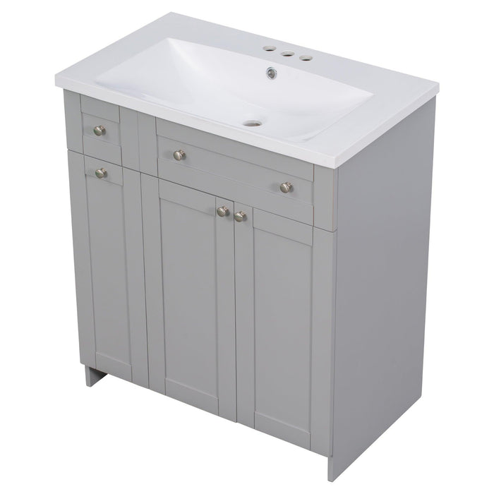 30" Bathroom vanity with Single Sink in grey,Combo Cabinet Undermount Sink,BathroomStorage Cabinet,Solid Wood Frame