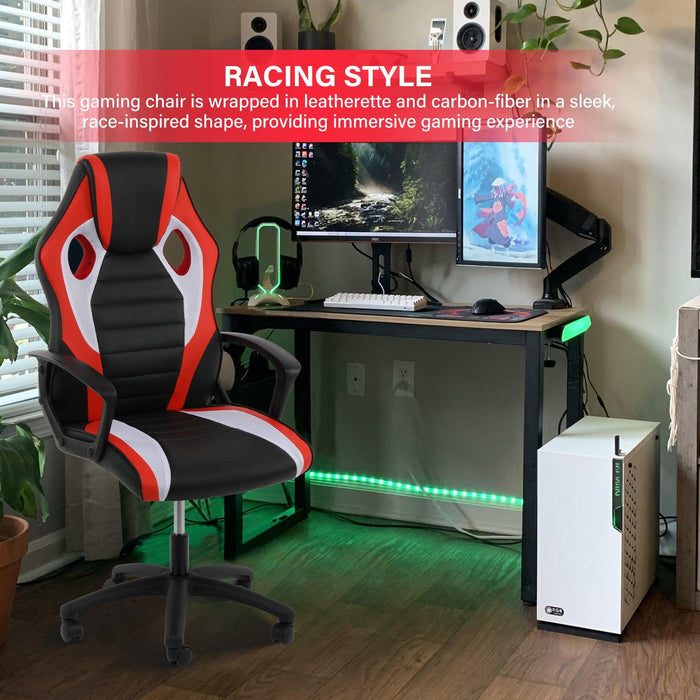 Gaming Office High Back Computer Ergonomic Adjustable Swivel Chair, Black/Red/White