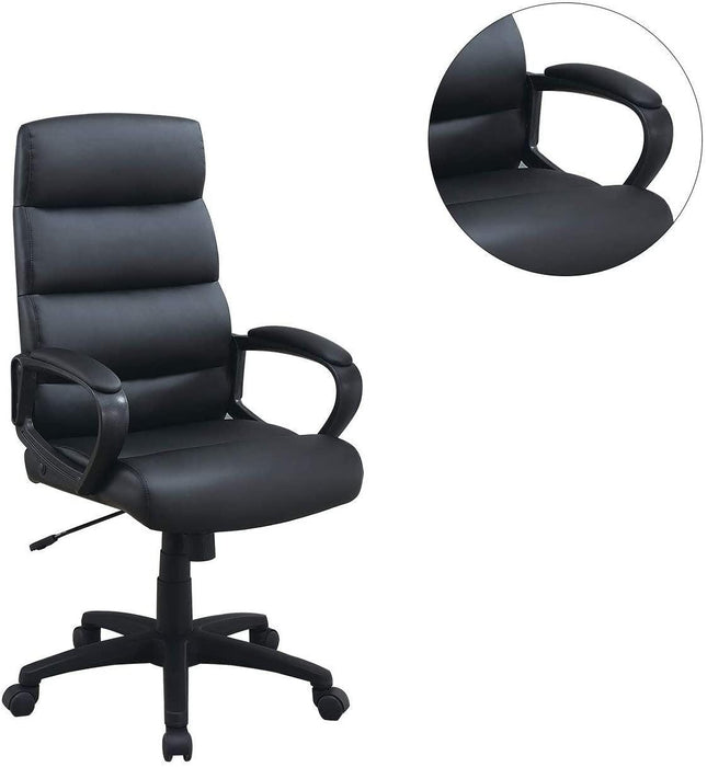 Black Faux leather Cushioned Upholstered 1pc Office Chair Adjustable Height Desk Chair Relax